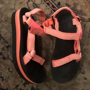 Teva Platform Orange Sandals Size 10